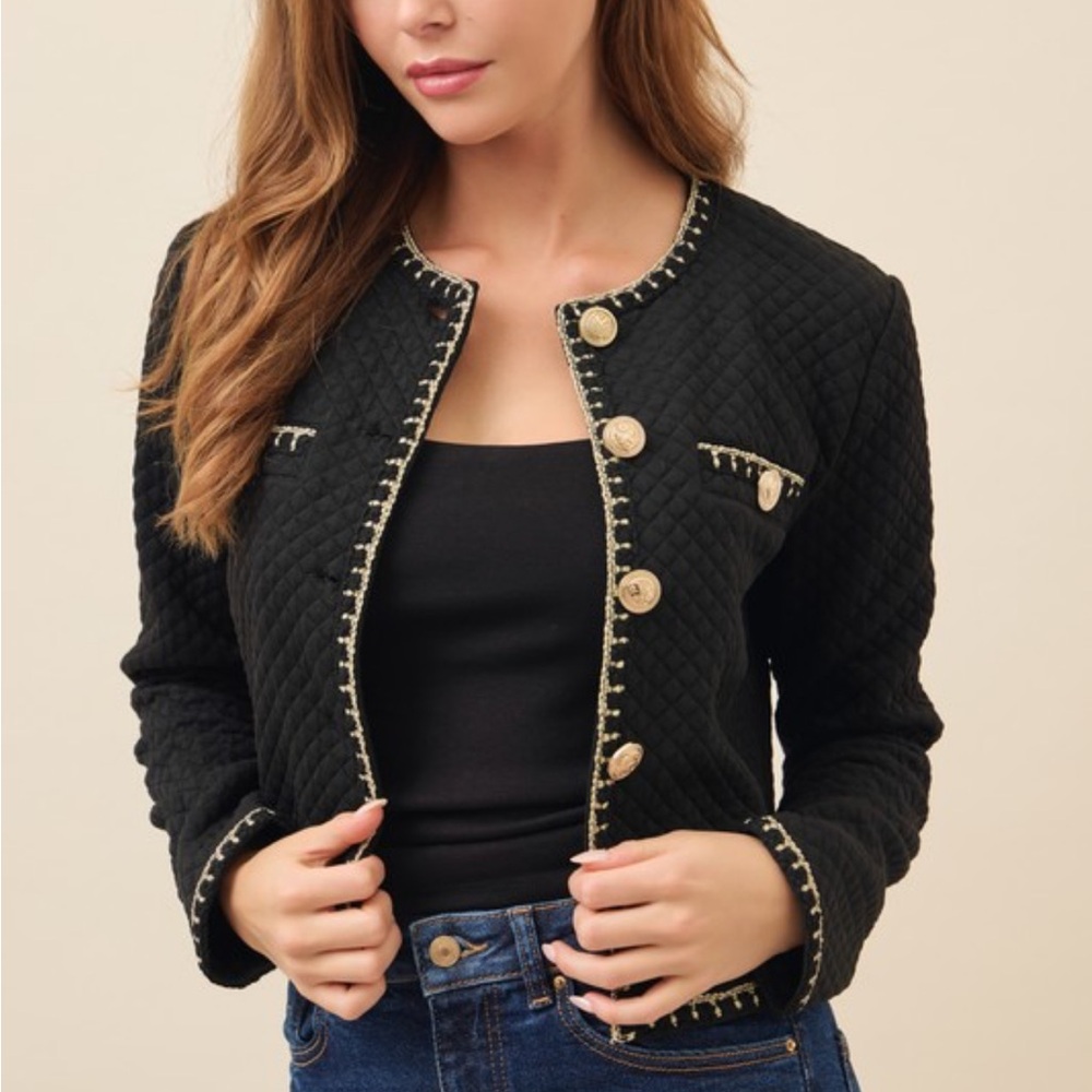 #251 black “Coco” embellished jacket